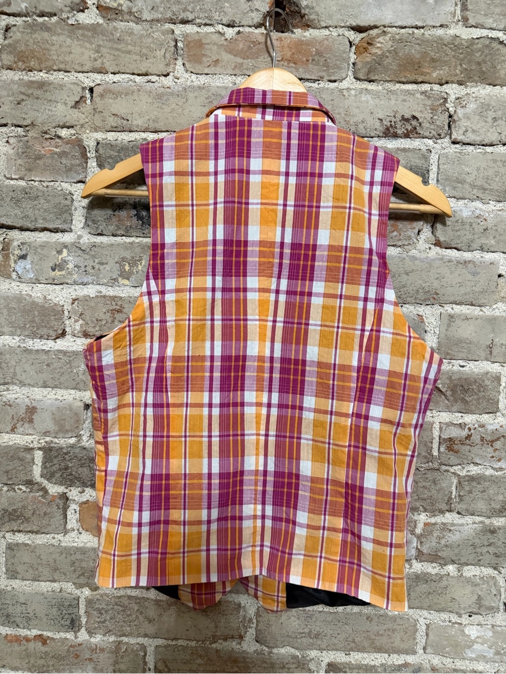 Colorblock Plaid Men's Vest in Orange & Pink - Unbranded - Picture 4 of 4
